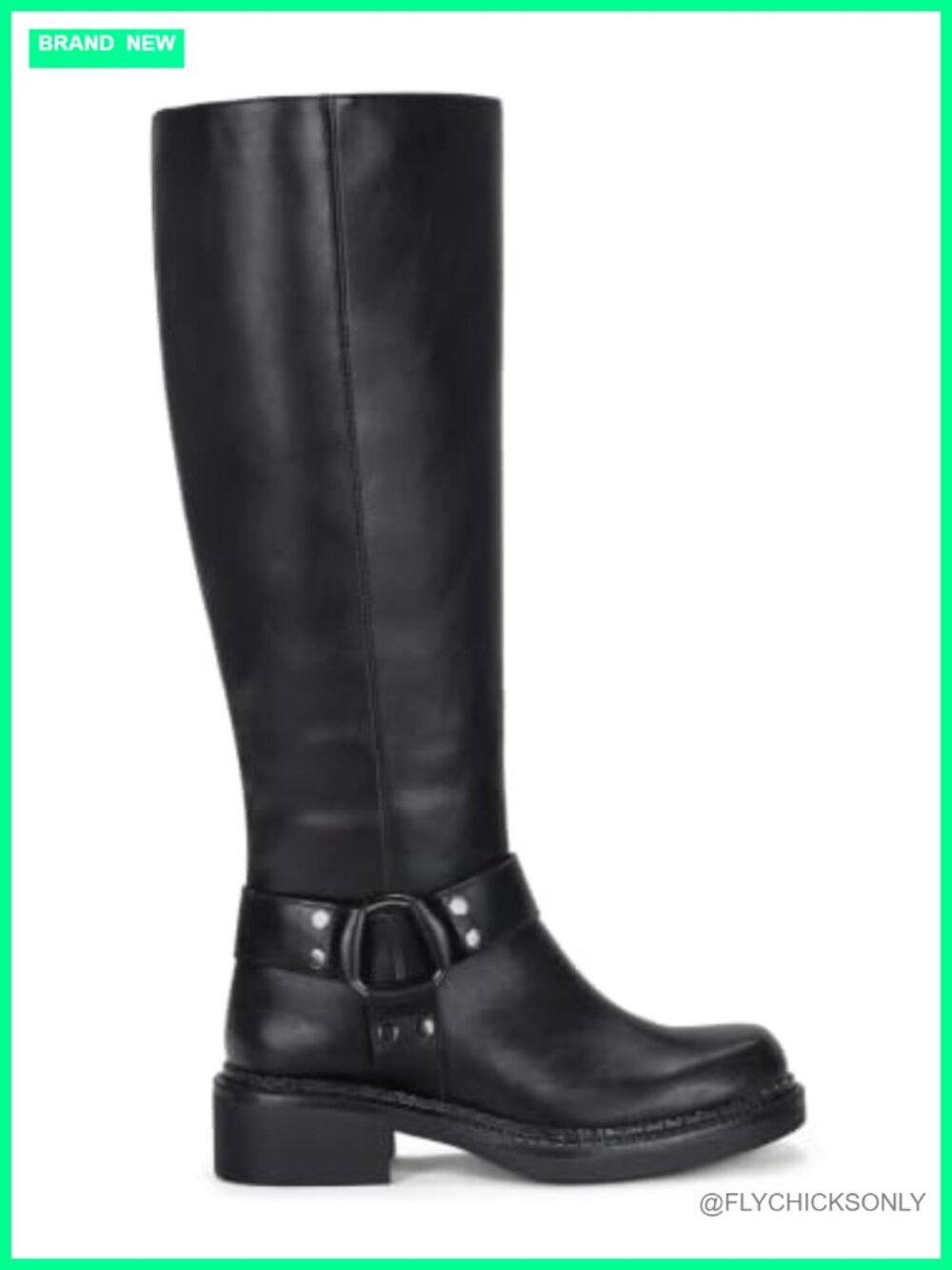 Faux Leather Knee High Tall Boots with Rivet, Square Toe, Side Zip, Memory Foam